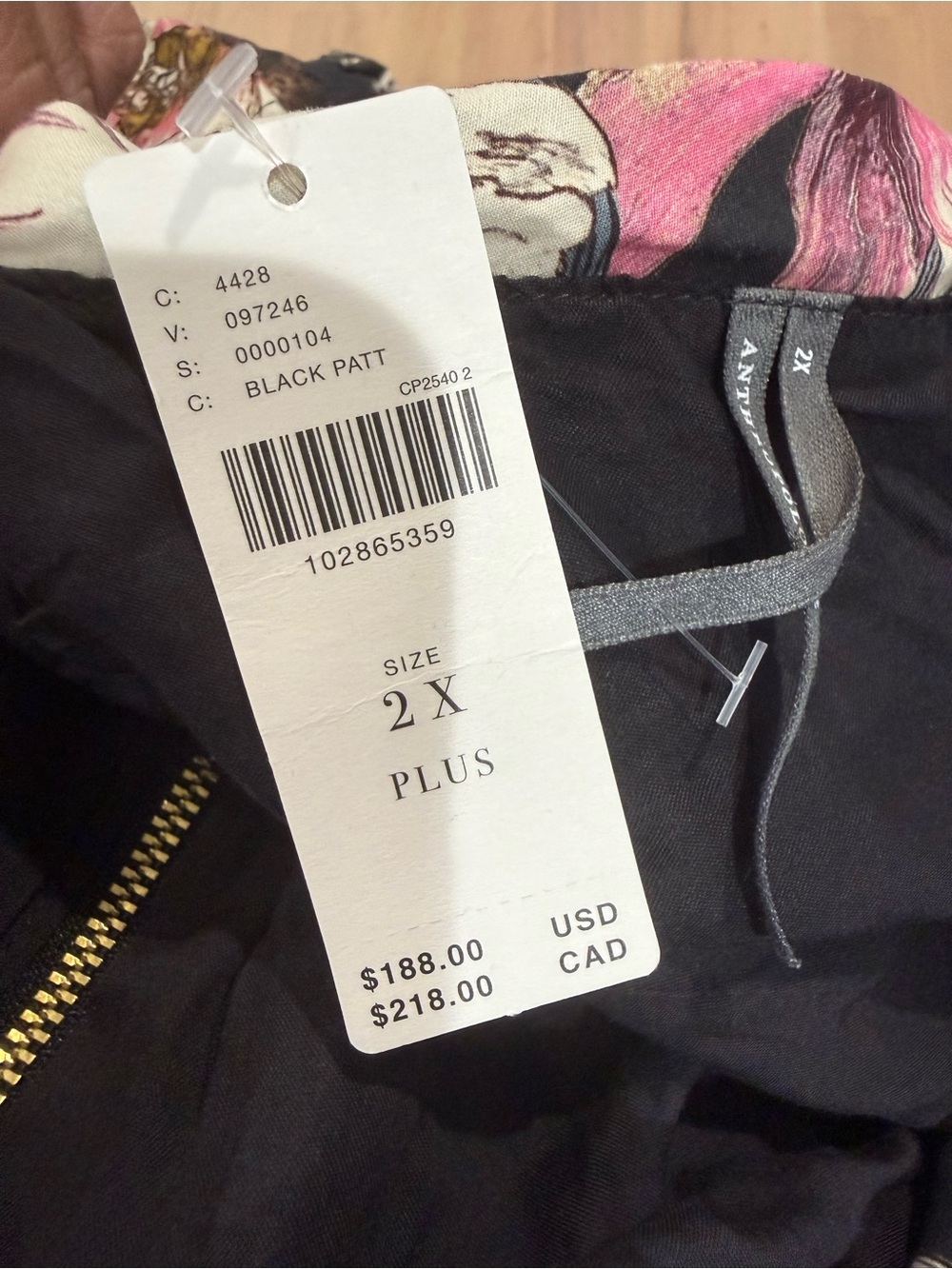 Anthropologie Black Floral Zip-Front Midi Dress - Picture 4 of 4